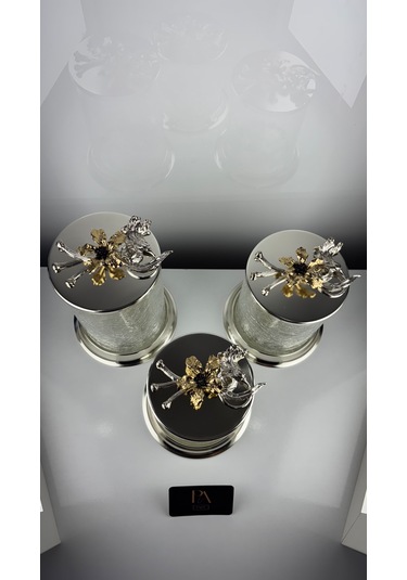 Çay Kahve Şekerlik Kavanoz Sunumluk Söz Nişan Kız İsteme Çikolatalık Dekoratif Obje Biblo Süs Eşya Çatlak Görünüm Gümüş