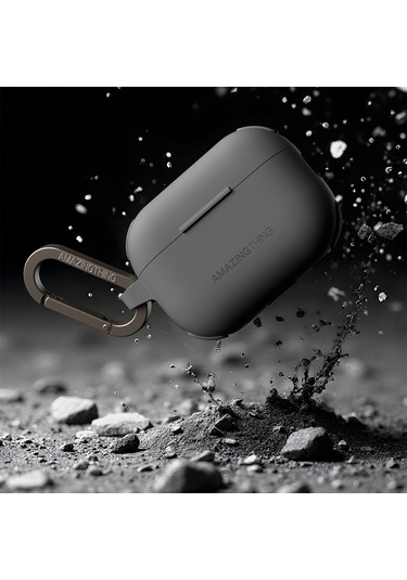 Airpods Pro 2 Uyumlu Amazingthing Airbag Köşe Tasarımlı Omni Serisi Silikon Kapak Gri
