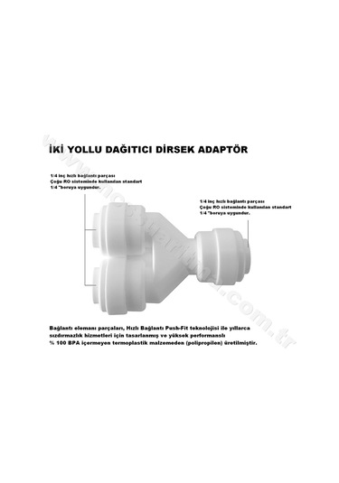 Su Arıtma Sistemleri için Hortum Dağıtıcı Y Dirsek Adaptör