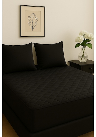 Formeya Adelya Siyah Kapitone Yatak Koruyucu  TekKişilik  Alez