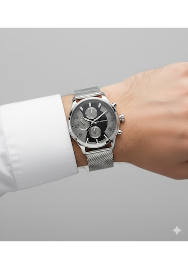 For Motion Erkek Kol Saati Gümüş Renk, Gümüş Kadran - Fm.13498fh.01, 2 Yıl Garantili Gümüş