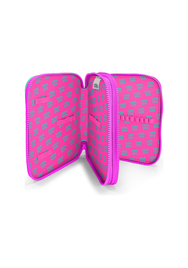 Coral High Kids Lavanta Su Yeşili Unicorn Desenli Çift Katlı Kalem Çanta 11129 Pembe - Su Yeşili