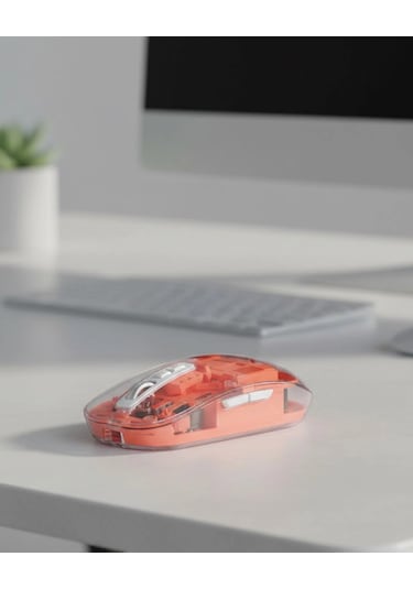 Sessiz Tıklamalı Şeffaf Mouse Bluetooth Usb Uyumlu