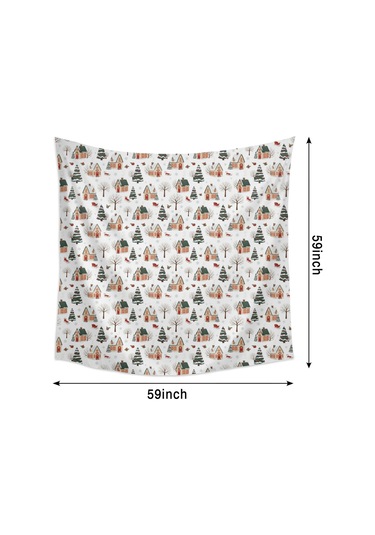 Noel Desenli 59x59 İnç Kare Duvar Halısı, Oturma Odası, Yatak Odası Ve Genç Odası İçin-a171