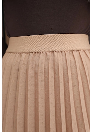 Lodmela Beli Lastikli Piliseli Etek 6018e-taba Taba