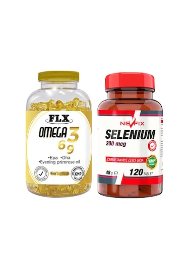Flx Omega 3-6-9 Balık Yağı 180 Softgel & Nevfix Selenyum 200 Mcg