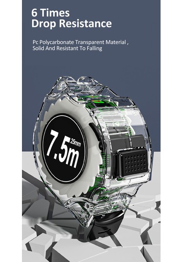 Singree "7,5 Metre Floresan Şeritli Yüksek Hassasiyetli Şeffaf Şerit Metre - Dayanıklı Metal Aks"