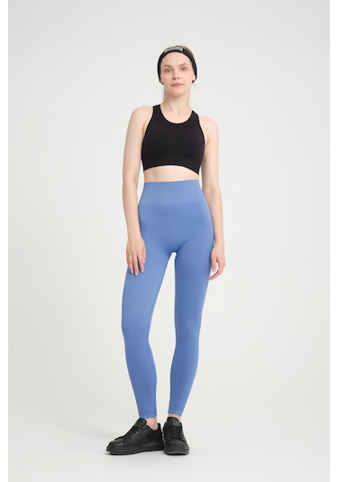 Mavi Kalçası Büzgülü Premium Fitilli Ekstra Push Up Yüksek Bel E Mavi