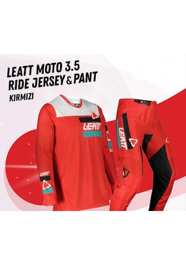 Leatt Moto 3.5 Ride Jersey Pantolon Takım Kırmızı