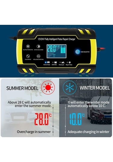 Didadodo Vislone 3 Kademeli Akıllı Akü Şarj Cihazı, Lcd Ekran