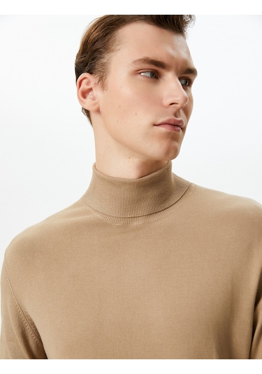 Koton Balıkçı Yaka Kazak Triko Basic Uzun Kollu Viskon Karışımlı Bej 4wam70055ht Ekru