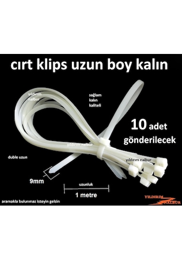 10 ADET CIRT KLİPS 90x100CM KABLO KELEPÇESİ PLASTİK CIRT KELEPÇE