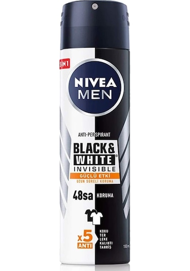 2 Adet Men Black & White Invisible Güçlü Etki Erkek Deodorant Spr