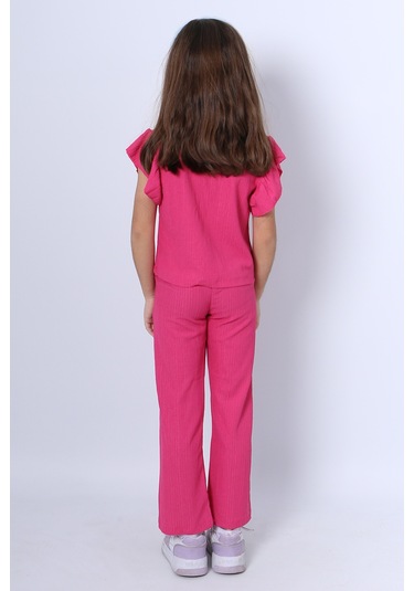 Kız Çocuk İkili Takım Fırfırlı Papatya Nakışlı F21 Siyah