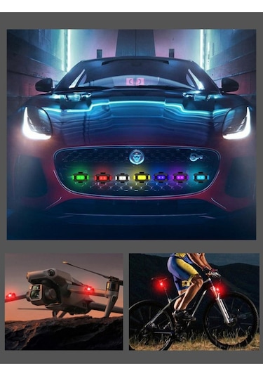 2 Adet Şarjlı Mini Led Işık, Motor Çakar Led, Drone Led Işık