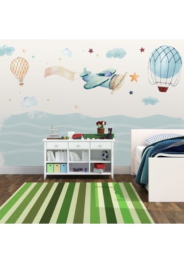 Uçak Ve Balonlar Çocuk Odası Duvar Kağıdı