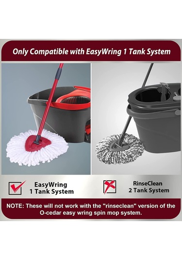 Padalink 6 Adet Mikrofiber Döner Mop Başkanı + 1 Adet Mop Tabanı - 360 Derece Temizleme, Zımparalı Olmayan, Makine Yıkama Uygun, Sert Zeminler İçin