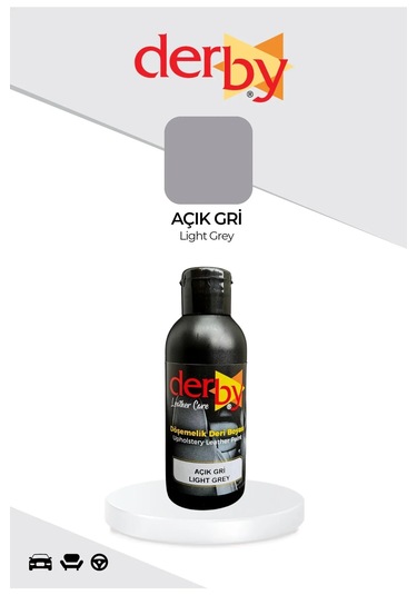 Derby Açık Gri Deri Döşeme Araç Direksiyon Koltuk Boyası 100 Ml