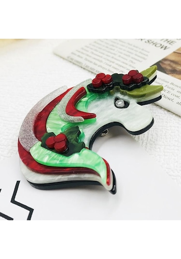 Blucome Sevimli Karikatür Hayvan Akrilik Broş Kadın Erkek Çanta Takım Elbise Yeni Yıl Hediyesi İçin Kırmızı