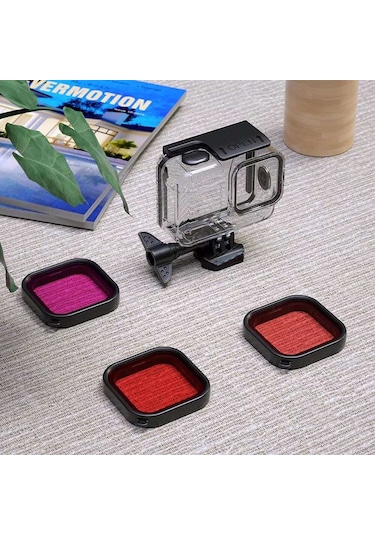 Gopro Hero 8 Uyumlu Su Altı Dalış Filtresi-Pembe