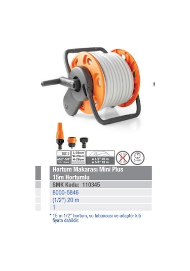 Gf 5846 Bahçe Hortum Toplama Makarası 20M Hortum Ve Bağlama Kiti