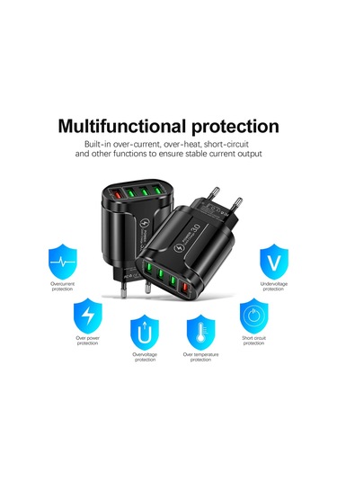 Vumpach 4 Portlu Usb Hızlı Şarj Cihazı Hızlı Şarj 3.0 48w Duvar Tipi Cep Telefonu Hızlı Şarj Uyumlu İphone Samsung Xiaomi Seyahat Adaptörü