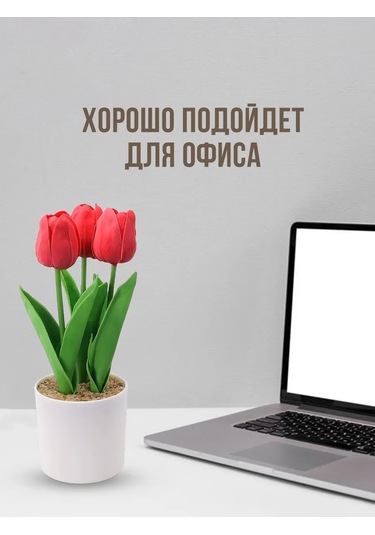 4fun Silikon Lale Çiçekleri, İç Mekan İçin Saksıda 214561564 Kırmızı