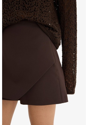 Defacto Yüksek Bel Şort Etek F8310ax25aubn340 Kahve