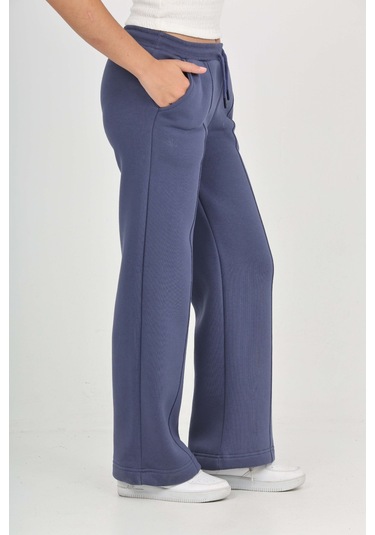 Toontoy Kız Çocuk Nervür Detaylı Eşofman Alt İndigo