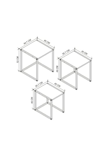 Bofigo 3'lü Metal Zigon Sehpa Zigon Sehpa Orta Sehpa Yan Sehpa Beyaz