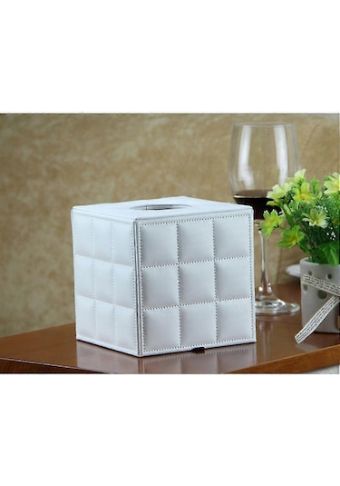 Kare Mendil Kutusu Tutucu Dekoratif Deri Mendil Kutusu Tutucu Modern Mendil Kutusu Banyo Lavabo Tezgahı İçin