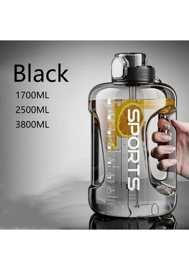 1700ml/2500ml/3800ml Fitness Fincan Bpa Ücretsiz İçme Suyu Şişesi Büyük Black 2500ml Black