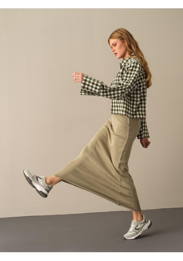 Yeşil Regular Fit Triko Uzun Etek 850893 Yeşil