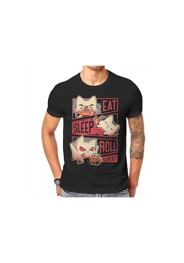 Snapbuy Dnd Rol Yapma Oyun Erkek Tişört - Pamuk Kısa Kollu O-boyunblack Black