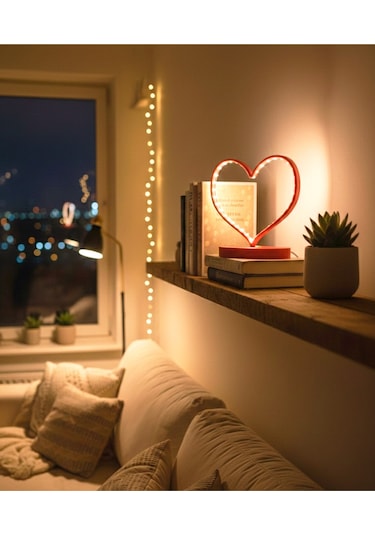 Sincara Home Kalp Led Hediye Sevgililer Günü Özel Kırmızı Kalp
