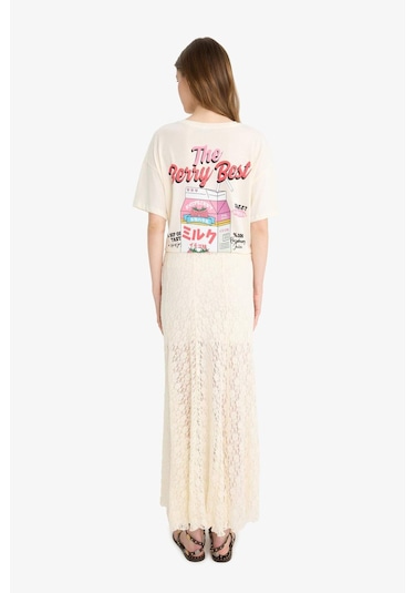 Defacto Yüksek Bel Dantel Maxi Etek F8063ax25smer103 Ekru