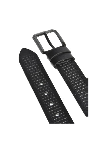 Deepsea Erkek Siyah Hakiki Manda Derisi Kot Kemeri 4,5 Cm Kare Desenli Spor Kot Kemeri 2402632 Siyah