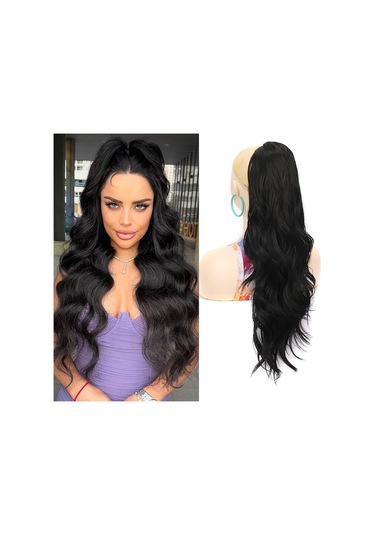 Cbtx Örgü İpli Uzun Dalgalı Kıvırcık Kadın At Kuyruğu Peruk, Renk: 6