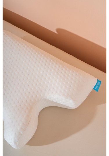 Boyun Destekli Ortopedik Visco Yastık Apne Yastığı 55x40x12/10 Cm Beyaz