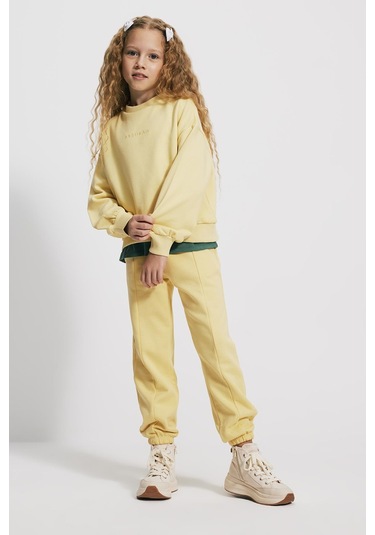 Kids Girl Ön Dikişli Loose Fit Sarı Jogger Sarı