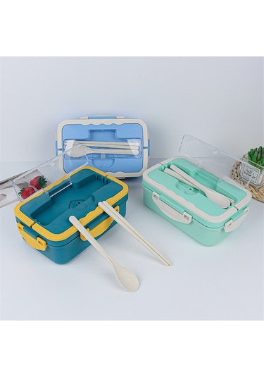 Xurunkeji Yetişkinler İçin Bento Kutusu - 3 Bölmeli Sızdırmaz Öğle Yemeği Kabı, Mikrodalga Ve Bulaşık Makinesinde Yıkanabilir, Yeniden Kullanılabilir Salata Ve Atıştırmalık Kutusu Yeşil