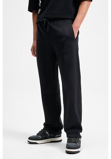 Grımelange DOTTI Beli Lastikli Kordonlu Yanları Cepli Relaxed Fit Erkek Eşofman Altı - Siyah