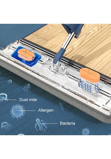 Sones 42cm Eller Serbest Ev Düz Paspas Mutfak Temizleme Tembel Zemin Temizleyici, Stil: Mavi+6 Mendil