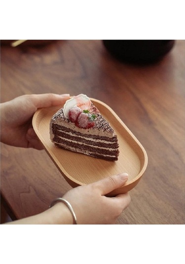 Açık Kahverengi Wıkhostar Ahşap Tatlı Tabağı Sofra Masif Ahşap Yuvarlak Tatlı Tabağı Japon Tarzı Ahşap Tepsi Tabak 56639533