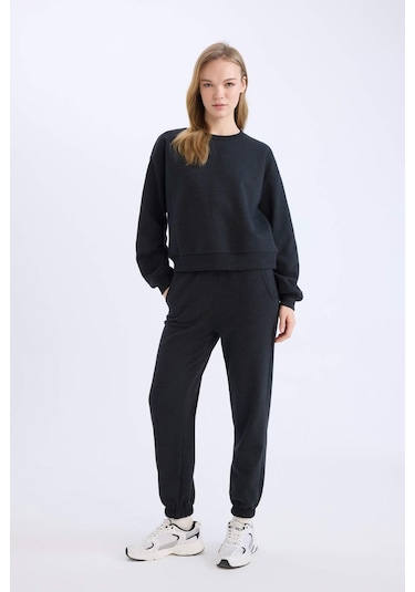 Defacto Regular Fit 2li Takım Kalın Bisiklet Yaka Sweatshirt Esnek Belli Jogger Eşofman Altı D8022axnsar191 Antrasit