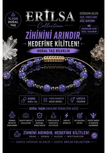 Sertifikalı Mor Kuvars Doğal Taş Terahertz Bileklik 6 Mm Ayarlana