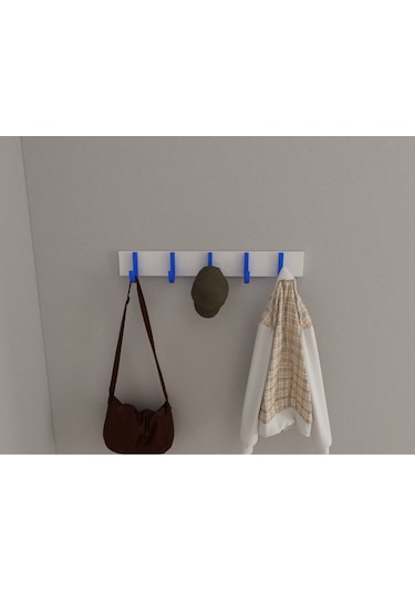 Hepsi3boyutlu Modern Duvar & Kapı Baston Askılık - 5 Adet Mavi J Askılık - Model No : 6 Mavi