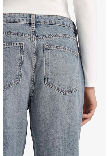 Defacto Straight Wide Yüksek Bel Uzun Jean Yıkamalı Pantolon E9126ax25aunm28 Mavi