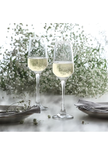 LAV Lal Cam Şampanya Kadehi 6'lı 230 ml Ayaklı (Kahve Yanı/Kokteyl Bardağı)