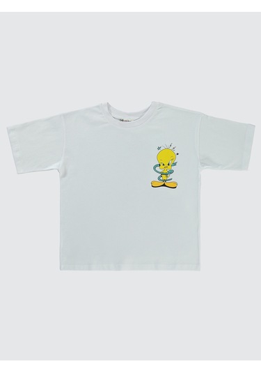 Tweety Kız Çocuk Tişört 10-13 Yaş Beyaz Beyaz